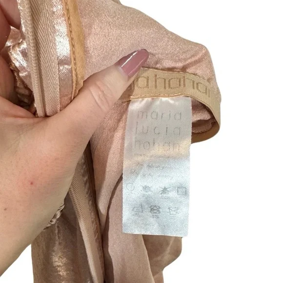 Maria Lucia Hohan Adah Pink Tehno Satin Silk Ruched Mermaid Midi Dress Gown - Picture 12 of 14